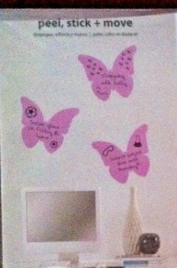 PKG of 3 LARGE WALL-POPS - 13" POP-ART BUTTERFLY Dry-Erase Msg Wall Decal - USA - Image 2 of 4