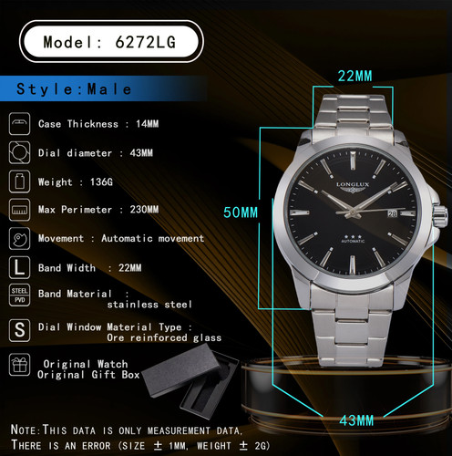 Men automatic watch business date mechanical watches waterproof stainless steel - Picture 7 of 28