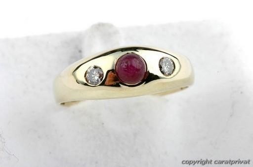 Ruby ring 14kt 585 gold ring ruby cabouchon brill… - image 2