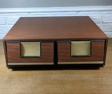 Vintage 1980s VHS Wooden 2 Drawer Storage Box Holds 24 VHS Tapes