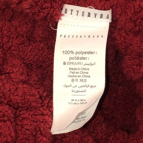Pottery Barn Plush Colossal Handknit Throw Red 44” X 56” Chunky Cable ...