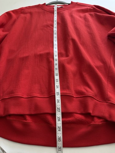 Tibi S Cocoon CrewNeck Sweatshirt Red Pullover Slash Slit Elbow Top Ring - Picture 9 of 12
