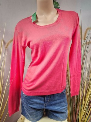 United Colors Of Benetton Damen Sweater Langarmshirt Pullover Rundhals Rot Gr. M