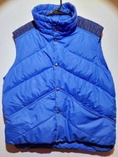 Vintage Woolrich Button-Down Goose Down Jacket Men's Vest Size Large Blue/white