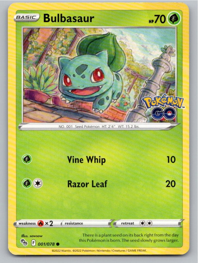 2022 POKEMON BULBASAUR POKEMON GO 001/078 C NM A80652 FREE S&H