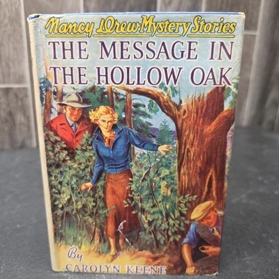 Nancy Drew #12 The Message In The Hollow Oak 1935 C Keene Blue Tweed w/DJ 1st Ed