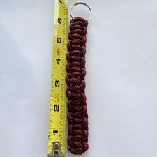 Red and Black Paracord Keychain Fob w/ Keyring Split Ring, 6 in