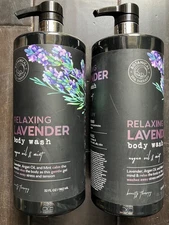(2x Lot) BOTANICAL SPA THERAPY 32oz Relaxing Lavender BODY WASH Argan Oil & Mint