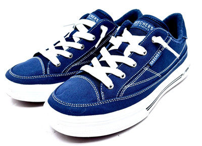 SKECHERS Women's  Navy Canvas Arcade Arch Fit Arcata Shoes Size 9 B