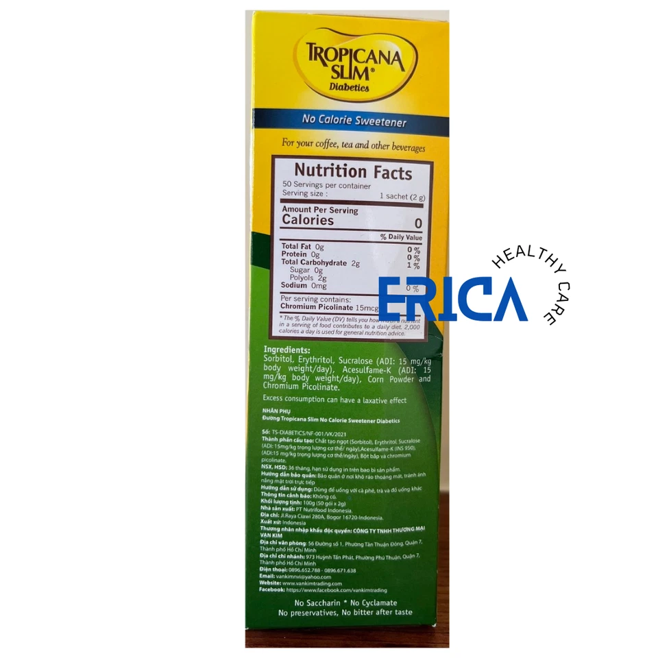 03x 50 Sachets Tropicana Slim Diabetic No Calorie Sweetener Duong An Kieng - Image 3 of 4
