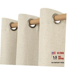 Linen Curtains 84 inch Length 2 Panels, 52"W x 84"L Pack of 2 Natural