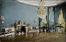 Washington DC White House Blue Room chandelier c1910 ~ postcard sku229