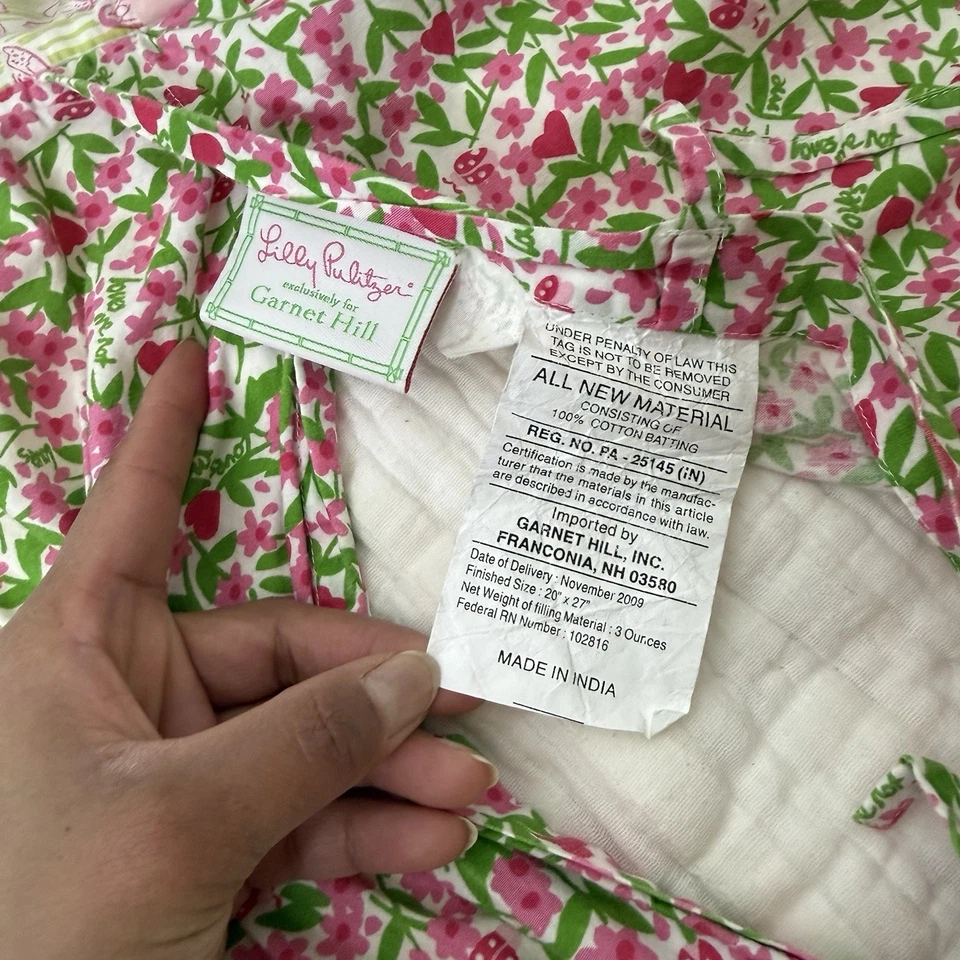 Lilly Pulitzer гранат Hill лоскутное одеяло цветочный подушка Sham Lilly Of The Valley 20 X 27 - Изображение 4 из 4