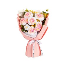 Crochet Flower Bouquet, 6 Flowers Graduation inche, Deep Pink