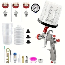 R500 LVLP Paint Spray Gun Kit w/ 1.3/1.7/2.0mm Nozzle Car Repair Furniture Paint