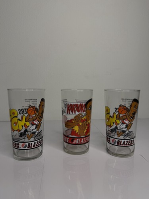 #ad Vintage Portland Trail Blazers Dairy Queen Glasses $20.00