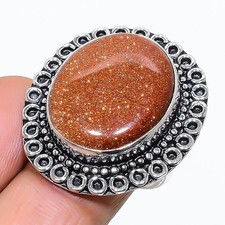 Sunstone Gemstone Handmade 925 Sterling Silver Jewelry Ring Size 7 US 