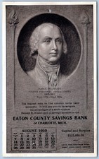 Postcard Charlotte MI Eaton County Savings James Madison Calendar 1910 D88