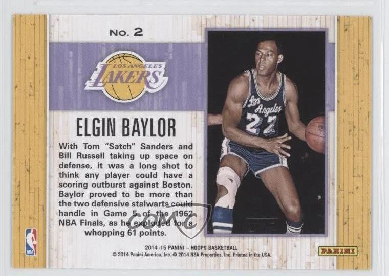 2014-15 NBA Hoops Moments of Greatness Elgin Baylor #2 HOF - Image 2 of 2