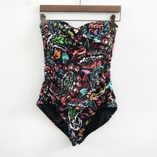 ANNE COLE Twist Front Paisley Swimsuit Size Medium