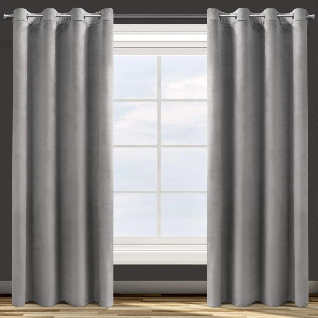 Design91 Rosa Soft Velvet Curtain Plain Opaque with Eyelets 1 Unit, Moell...