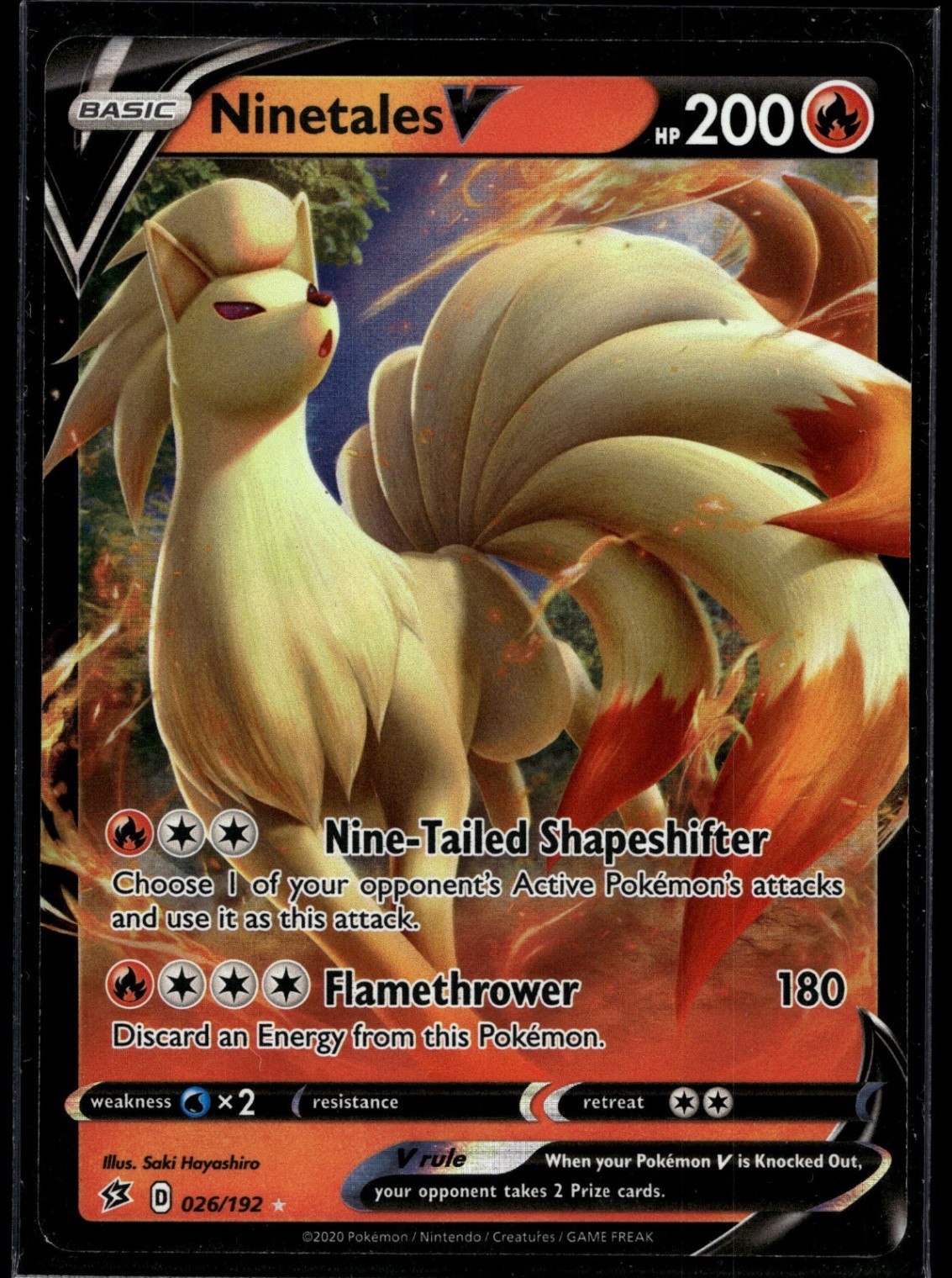 Ninetales V Ultra Rare SWSH02: Rebel Clash 026/192 NM