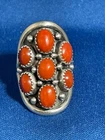 "VINTAGE NAVAJO CORAL & STERLING SILVER RING GOES WITH SQUASH BLOSSOM NECKLACE"