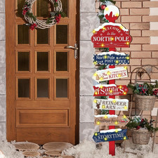8 Pcs Christmas North Pole Yard Signs Christmas Lawn Wooden Outdoor Decoration N