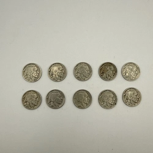 lot of 10 very good condition Buffalo Nickels