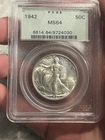 1942 Walking Liberty Half PCGS MS64 OGH – Old Green Holder! Nice Eye Appeal***