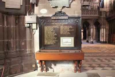 Photo A2 HMS Chester Roll of Honour, Chester Cathedral The HMS Chester R c2016