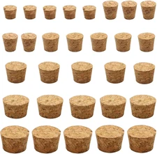 30PCS Natural Cork Stoppers for Glass Bottles and DIY Projects, Tapered Design