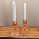 Vintage Fenton Pink Depression Glass Dolphin Koi Fish Candlestick Holders Pair