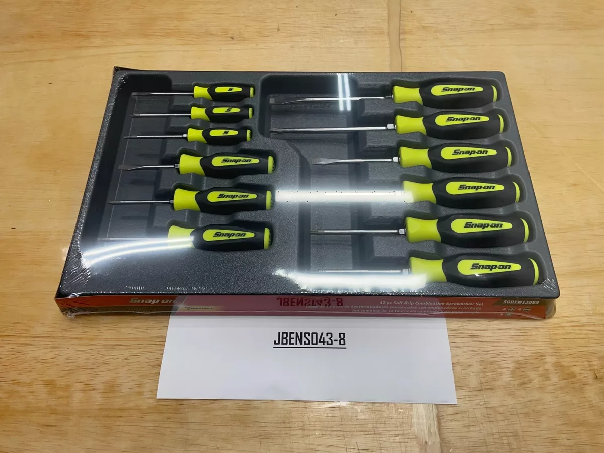 Snap on Tools USA NEW 12pc HI VIZ Soft Grip Combo Screwdriver Set SGDXW120BH