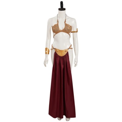 Princess Leia Slave Cosplay Costume Sexy Gold Bikini + Underskirt Set Prop