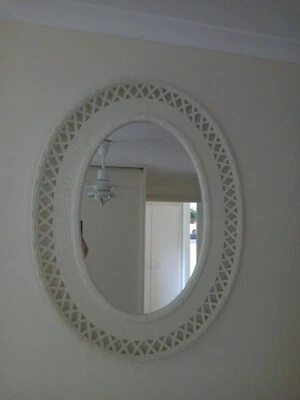 Large White Rattan Look Wall Mirror Madeusa 45 Mirrors Large White Rattan Look Wall Mirror