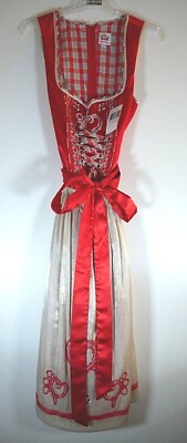Midi Dirndl 70 cm in rot/beige von Trachtenmode Spieth und Wensky Gr. 38