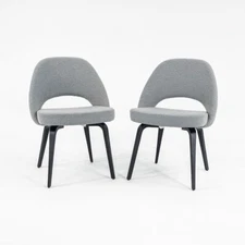 2016 Pair of Eero Saarinen for Knoll Executive Side Chairs w/ Grey Boucle Fabric