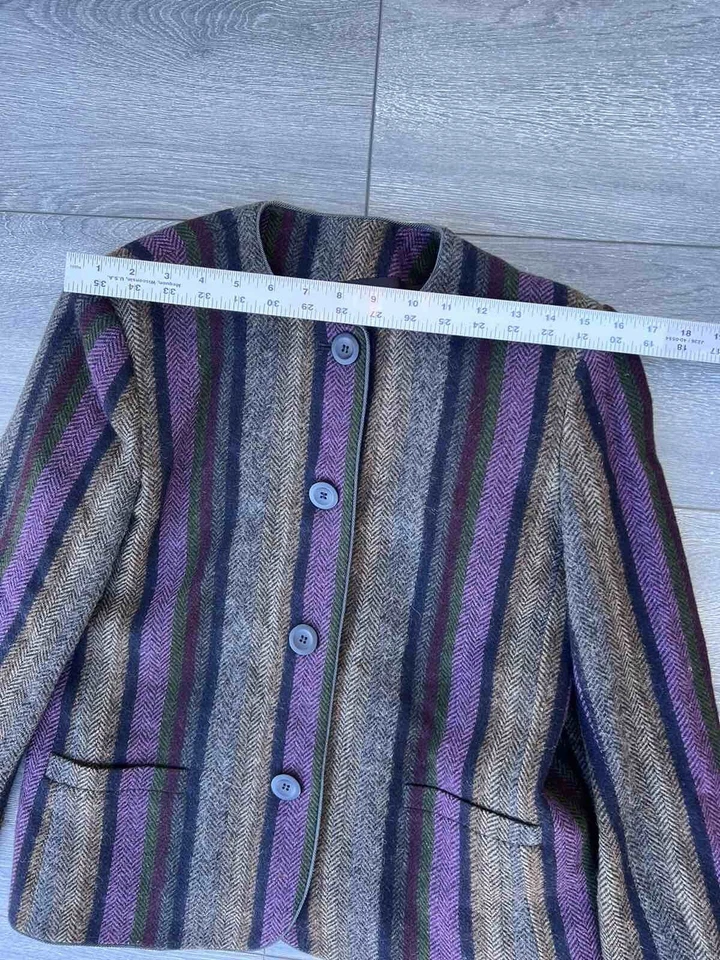 KASPER FOR A.S.L. Chaqueta clásica a rayas mezcla de lana alpaca PETITE talla 10 A000212 Foto 2 de 4