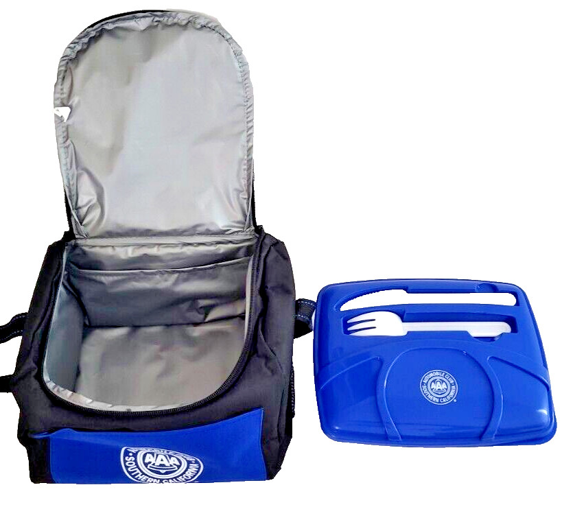 Insulated Lunch/Cooler Bag w/Hard Plastic Lunch Container w/Lid, Fork, Knife AAA