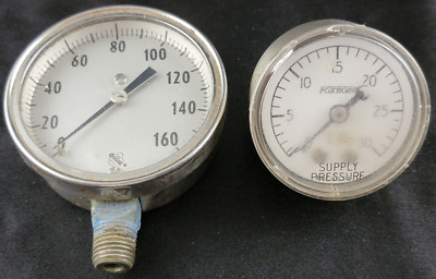 Pressure Gauges Lot of 2 Ashcroft 0-160 & Foxboro 0-30 PSI Vintage Untested