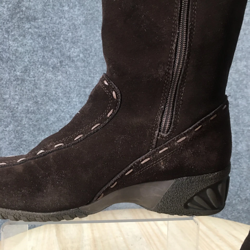 Khombu Boots Womens 9 M Allana Mid Calf Winter Wedge Brown Leather Side Zipper - Image 4 of 4