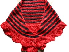 TRIANGLE PEACH FAN Hand crochet LACY KNIT scarf PRAYER shawl Wrap NEW-USA MADE