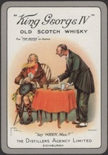 Playing Cards Single Card Old Wide * KING GEORGE IV WHISKY  Advertising WOOD Art