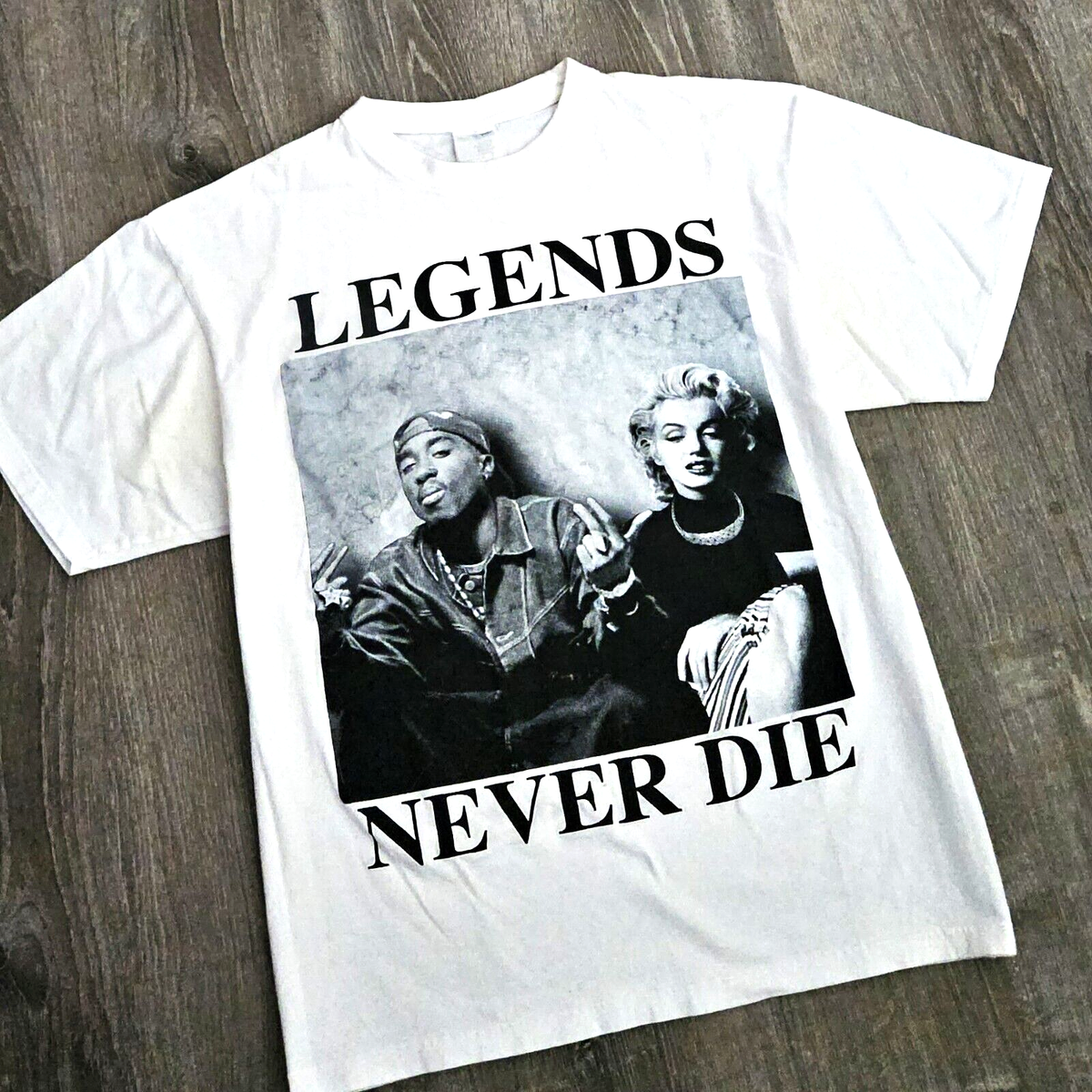 Vintage 90s Y2K Tupac Marilyn Monroe Legend Never Die T Shirt Hip 