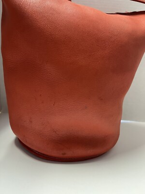 Vintage Authentic Red Leather Coach Bucket Shoulder Bag