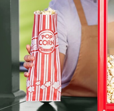 2 oz Popcorn Bags Red & White Striped Leak Proof Popcorn 4 3/4'' x 1'' x 12'' Party