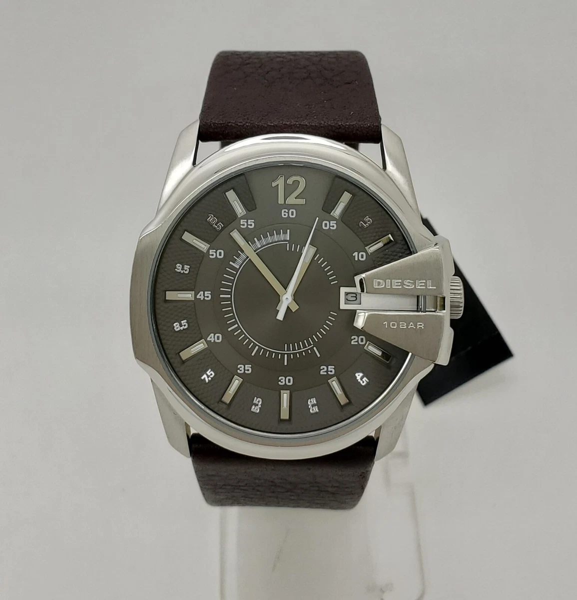 Diesel DZ1206 698615038220 Tone Watch eBay Silver Gray Mens Chief Master Strap | Leather Brown Dial