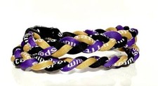 3 Rope Tornado Twist Boys Baseball Energy Necklace Purple Blk Vegas Gold 18" 20"