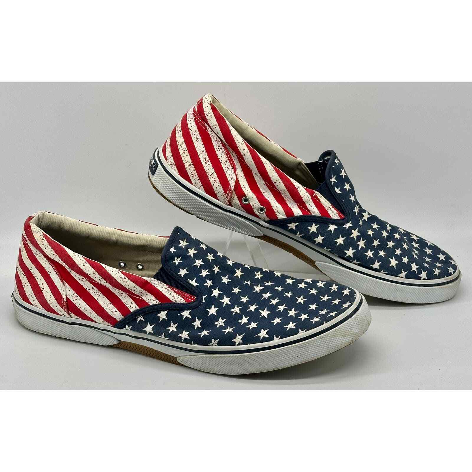 Sperry Red White Blue American Flag Loafers Mens sz 1… Gem